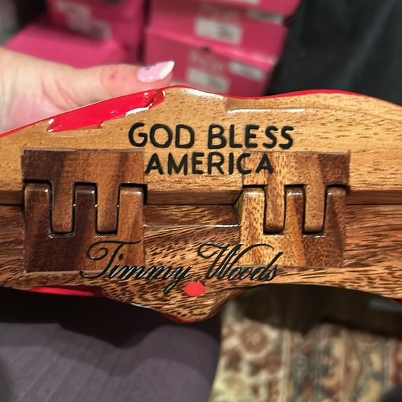 Timmy Woods Beverly Hills God Bless America Wood Clutch - Picture 6 of 6